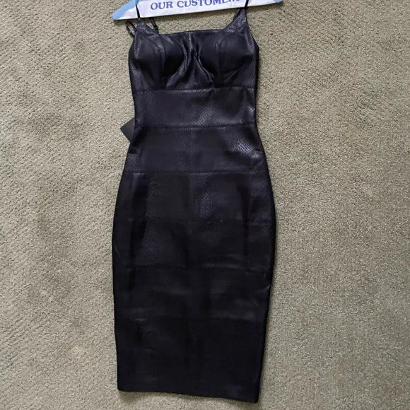 Bebe Women's Faux Leather Midi Dress, Size XXS in Black